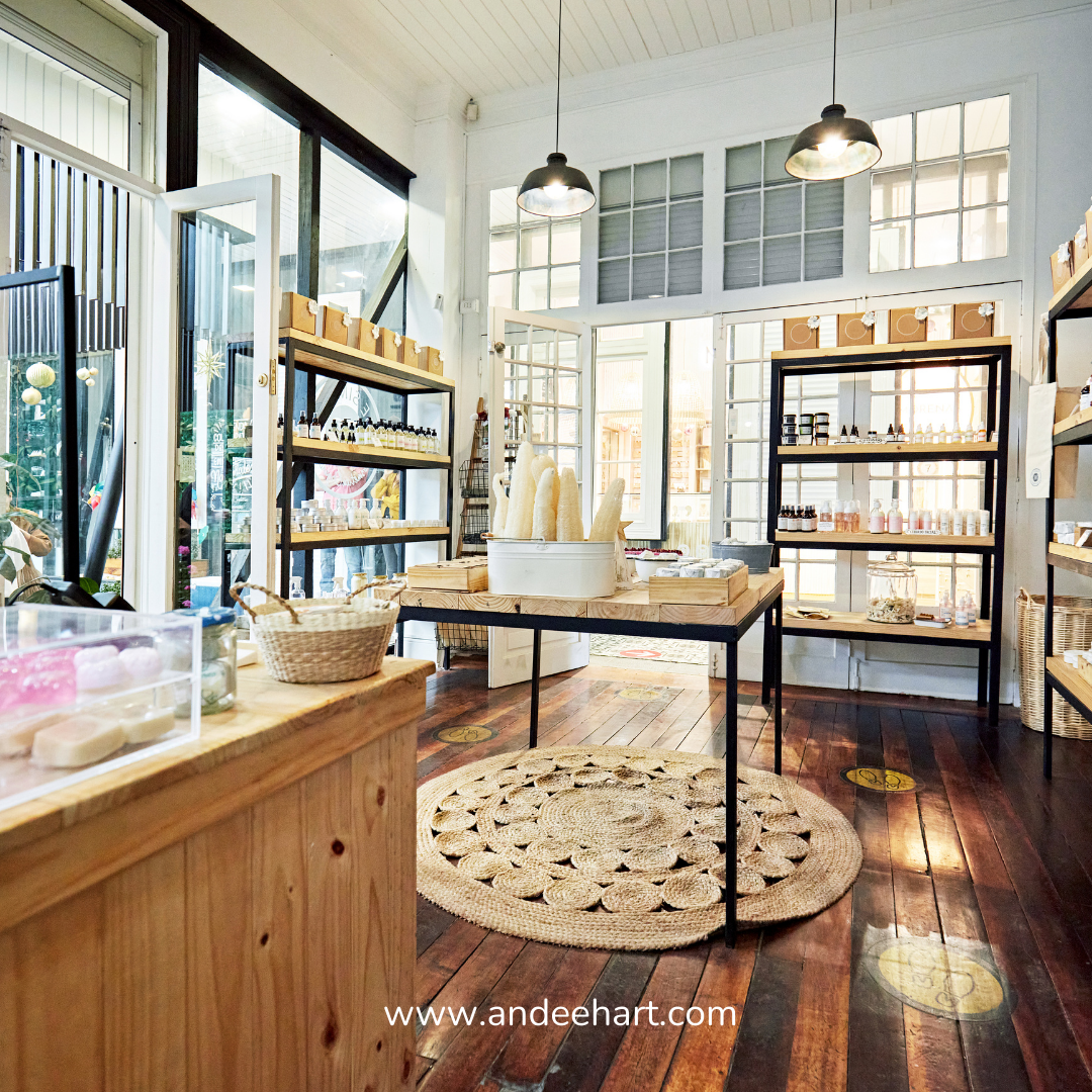 Stock image of a boutique looking shop with products on display